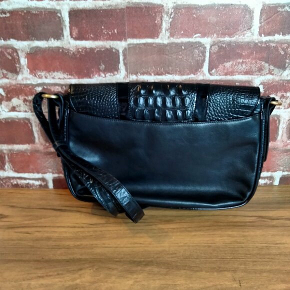 Brahmin Vintage Crossbody Bag Black Leather Melbourne Crocodile Embossed - Picture 6 of 8